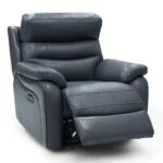 BlueElectricLeatherPowerReclinerArmchair