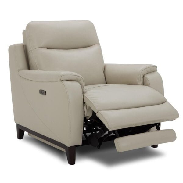 Electric Power Leather Recliner Armchair Light Grey