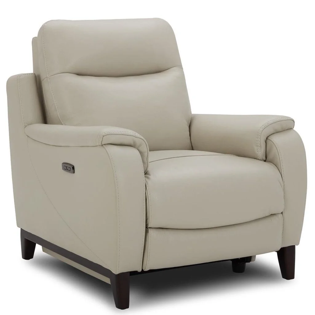 ElectricPowerLeatherReclinerArmchairLightGrey 1