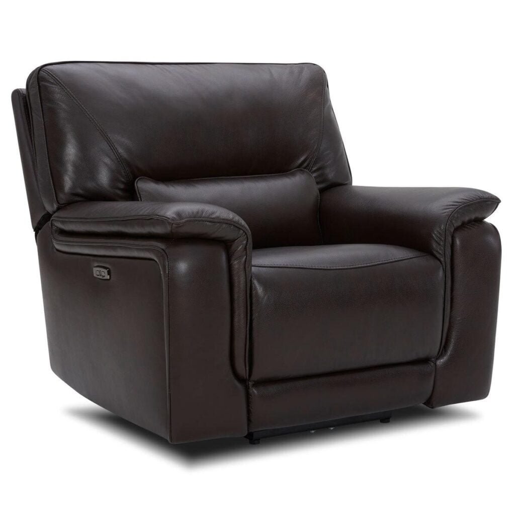 Brown Leather Electric Power Recliner Armchair With Headrest