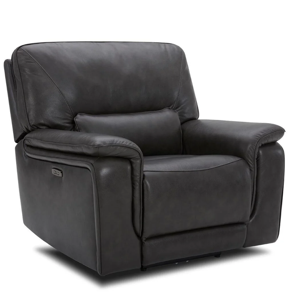 GreyElectricLeatherPowerReclinerArmchairWithHeadrest 1