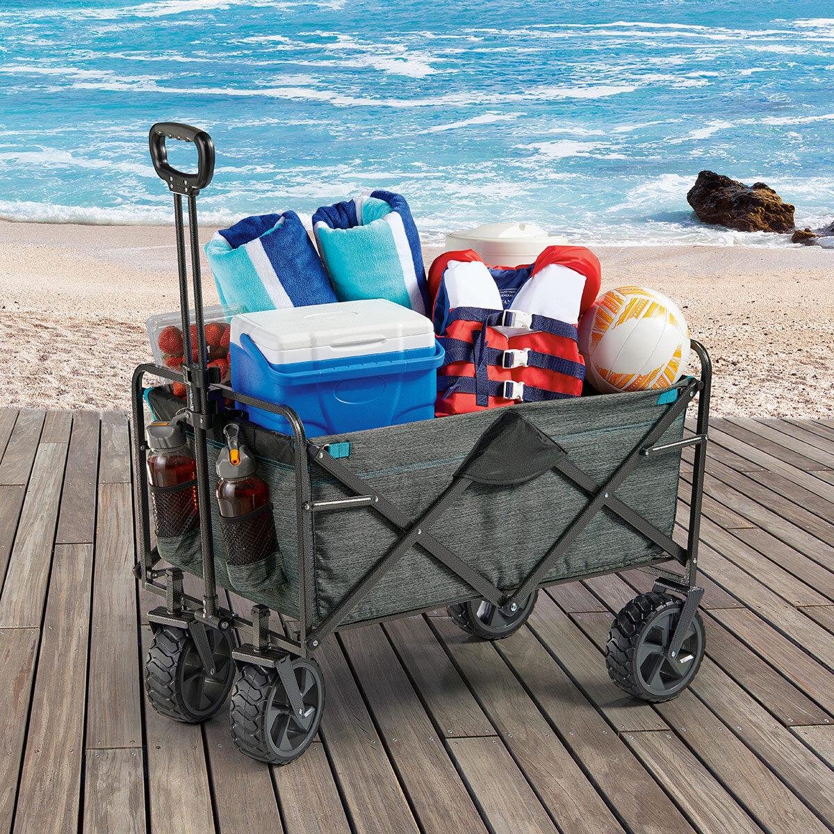 Beach Trolley Cart Folding Pull Steel Wagon - Hazloez.co.uk