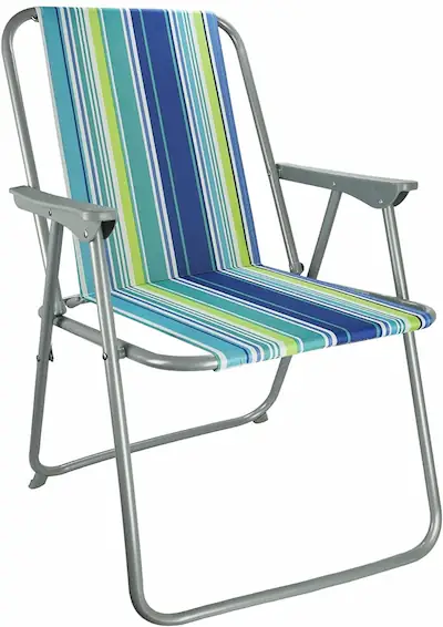 ASAB Folding Garden Patio Spring Deck Chair With Arms Comfortable Fabric Seat Picnic Camping Beach Fishing Outdoor Stripe