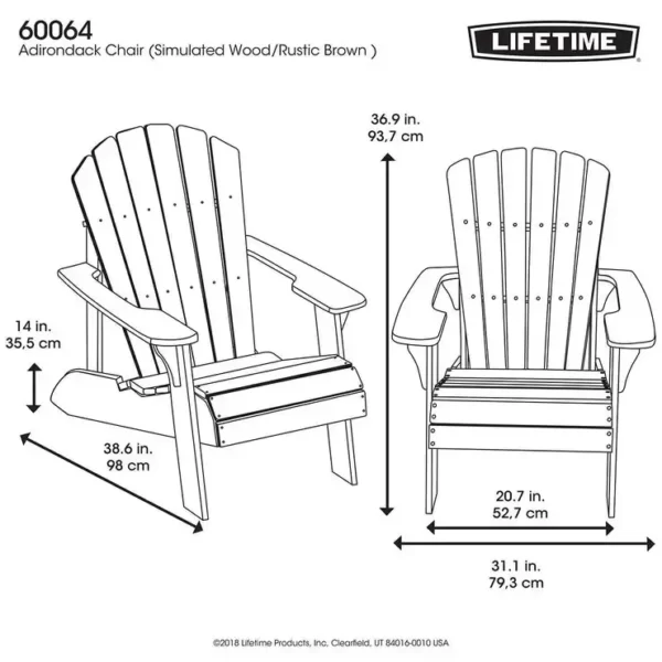 Adirondack Chair UK Lifetime Plastic Wood Effect 60064 3