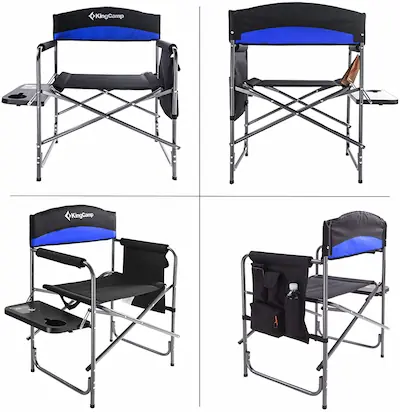Directors Chairs Folding Oversize Camping Chairs for Adults 20.86 in Wide Seat for Heavy People with Table Supports up to 396 LBSBlue