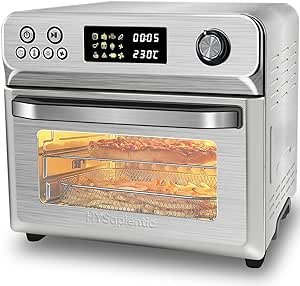 HYSapientia Air Fryer Oven With Rotisserie Large XXL Digital Knob 1800W 10 in 1 Airfryer Countertop Convection Mini Oven Electric and Grill, Double-layered Glass Door, Full Accessory Set